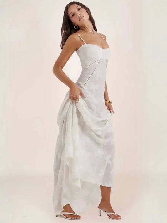 Inaya Robe Bohème Longue Corset Dos Blanche - ComfySweet