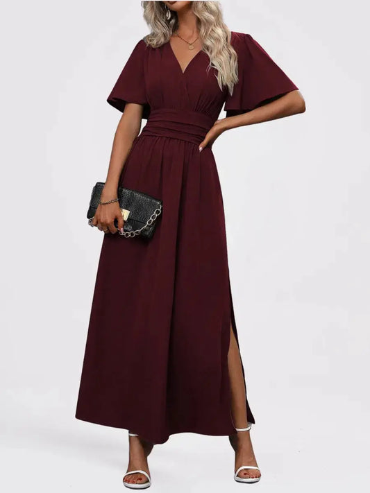Cassiopée Robe Longue Manches Kimono Cerise - ComfySweet