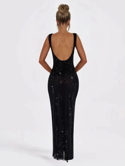 Nalia Robe Maxi Sequins Dos-Nu - ComfySweet
