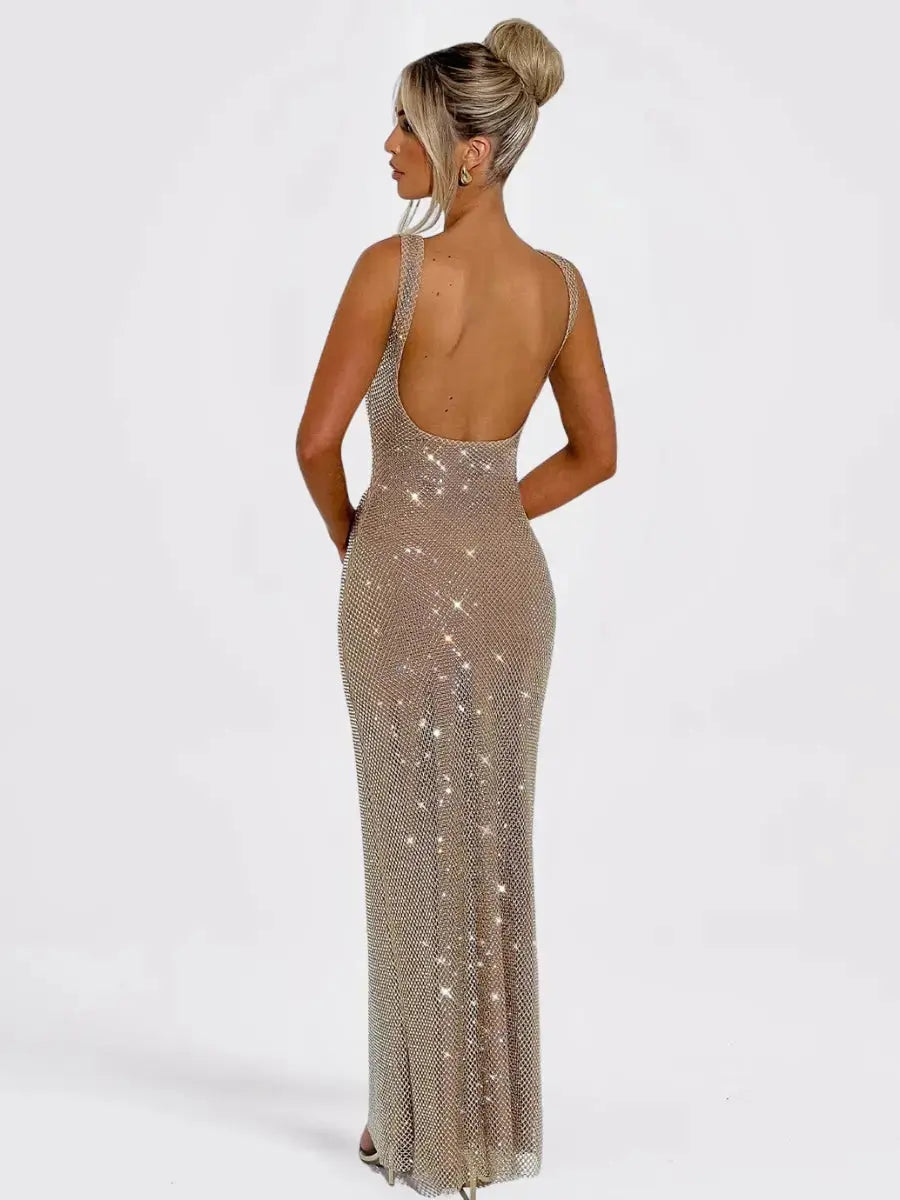 Nalia Robe Maxi Sequins Dos-Nu - ComfySweet