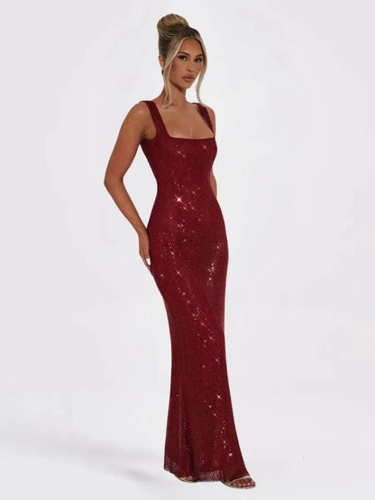 Nalia Robe Maxi Sequins Dos-Nu - ComfySweet