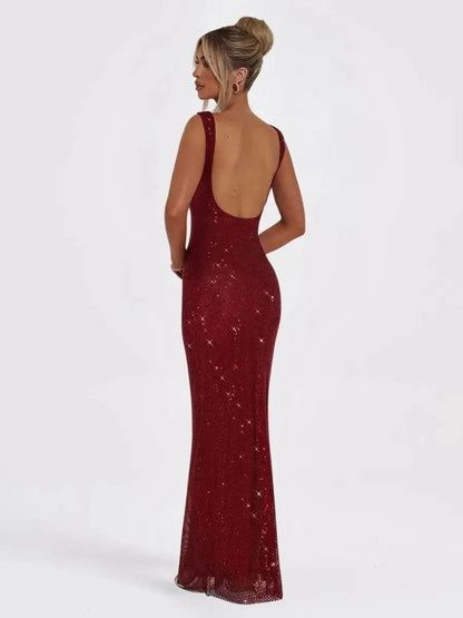Nalia Robe Maxi Sequins Dos-Nu - ComfySweet