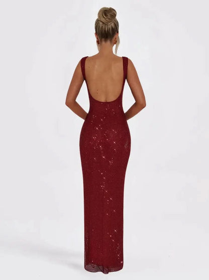 Nalia Robe Maxi Sequins Dos-Nu - ComfySweet