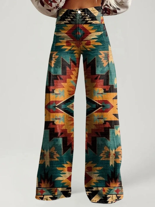 Wide-legged Pants Thermal Transfer Bell-bottom Pants Simulation Denim Trousers ComfySweet