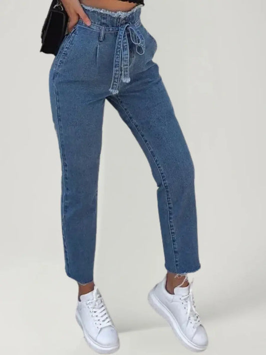 High-waisted Washed Pencil Pants Spring Sexy Temperament European And American Plus Size Denim Jeans For Women ComfySweet