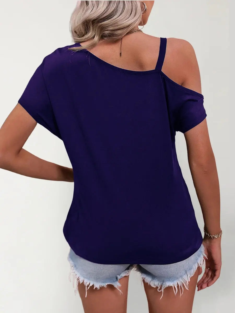 Women Clothes Off Shoulder Blouse Summer Irregular Design Tops Shirt ComfySweet