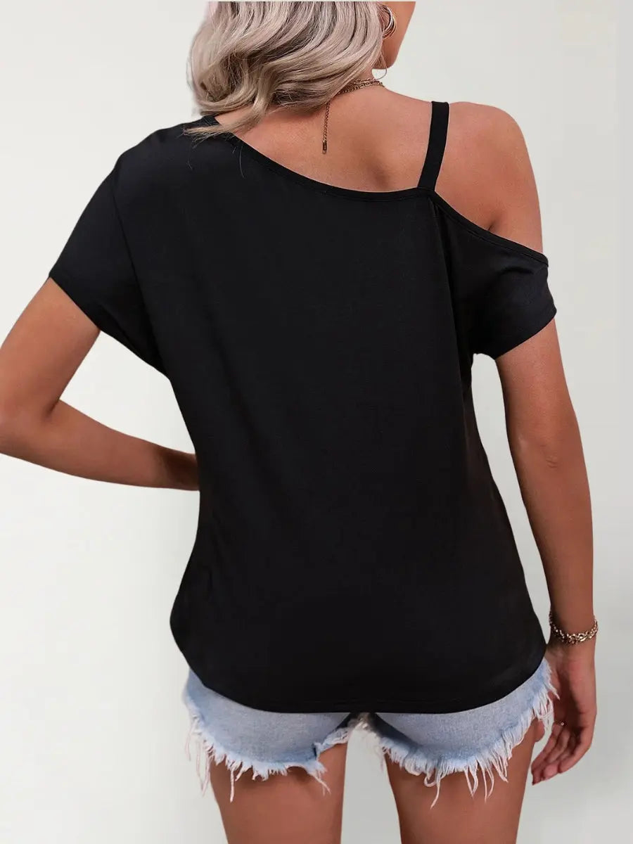 Women Clothes Off Shoulder Blouse Summer Irregular Design Tops Shirt ComfySweet