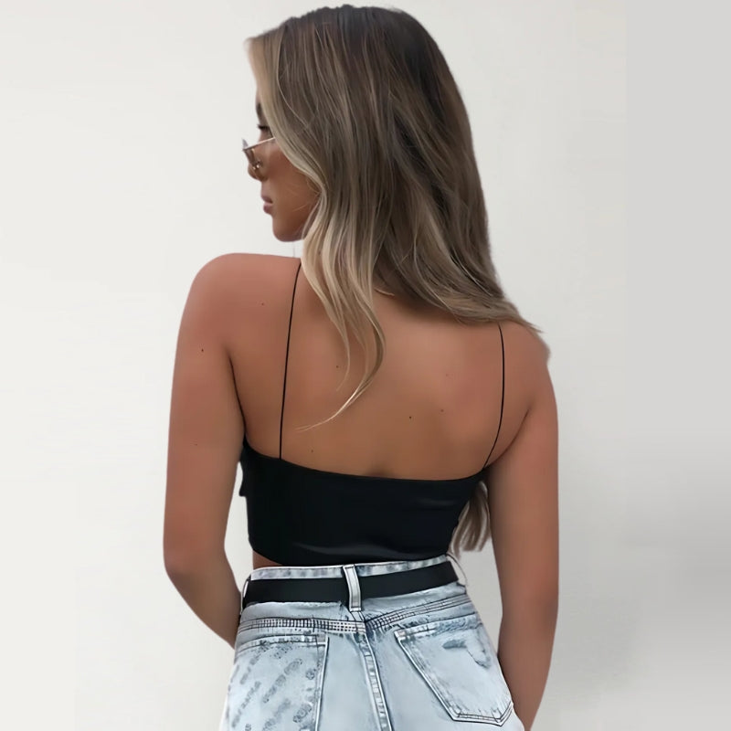 Top Bandeau Satiné Liens Croisés
