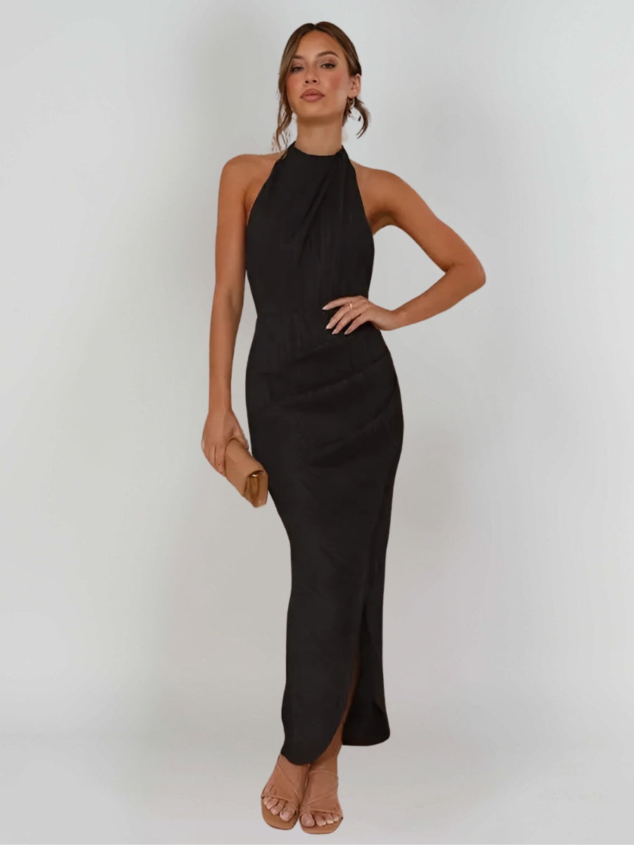 Mirena Robe Longue Halter Fendue