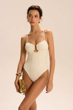 Maillot 1 pièce texturé à détail doré