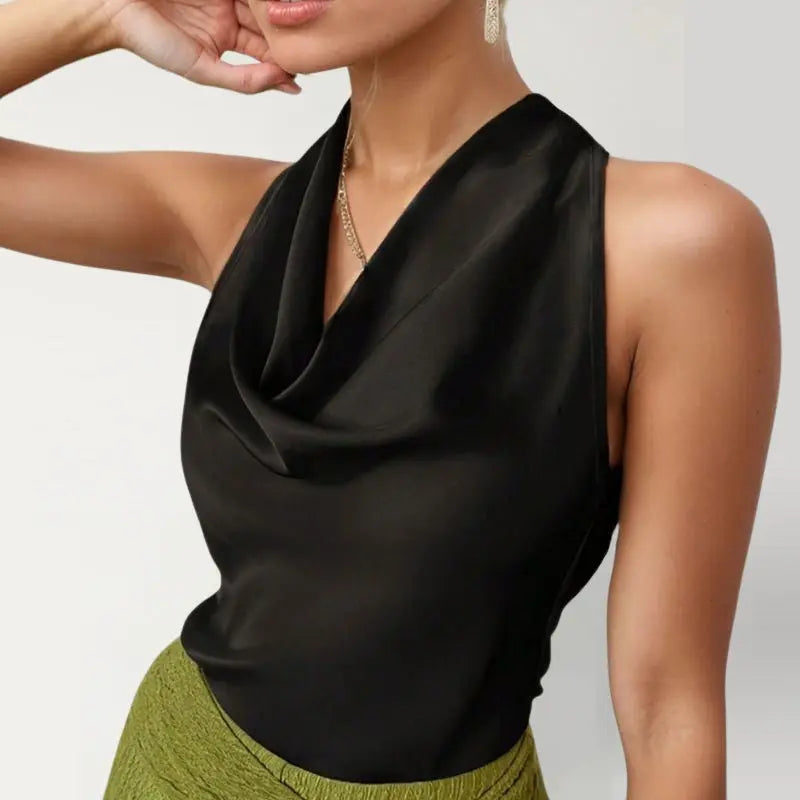 Top col bénitier au dos nœud élégant - ComfySweet