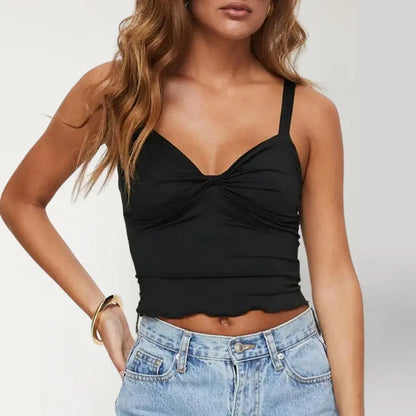 Crop top bretelles twist frontal élégant - ComfySweet