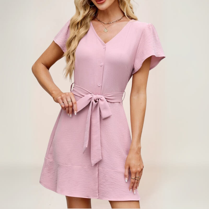 Robe légère d'été style chemise avec ceinture amovible