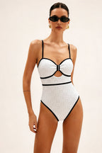 Maillot 1 pièce texturé noir & blanc