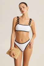 Ensemble bikini noir & blanc à anneaux