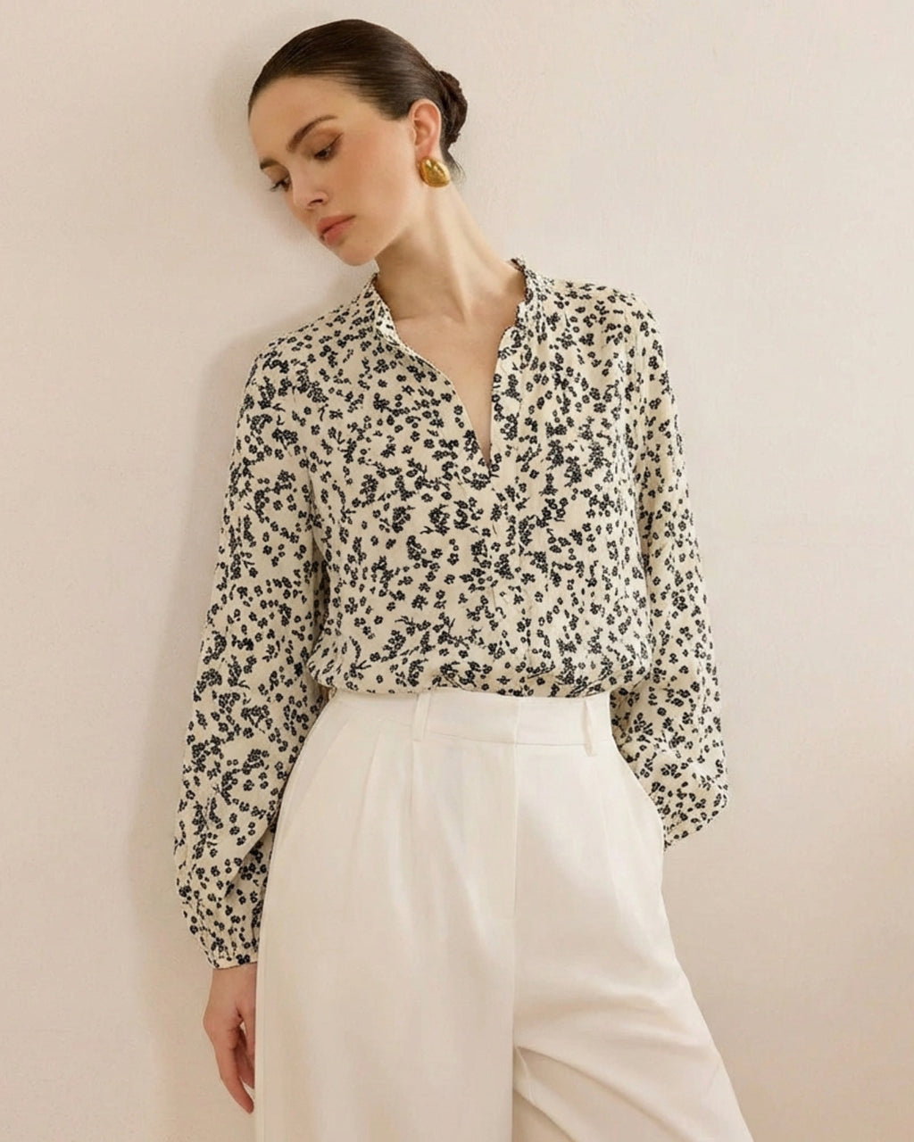 Blouse à volants à fleurs