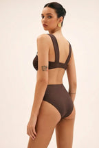 Ensemble bikini asymétrique à décor métallique