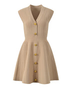 Amélia Mini robe plissée boutons dorés