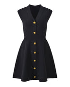 Amélia Mini robe plissée boutons dorés