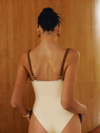 Maillot 1 Pièce Écru Bretelles Ajustables