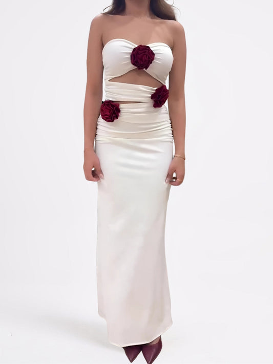 Orsina Robe Longue Bustier Fleurs