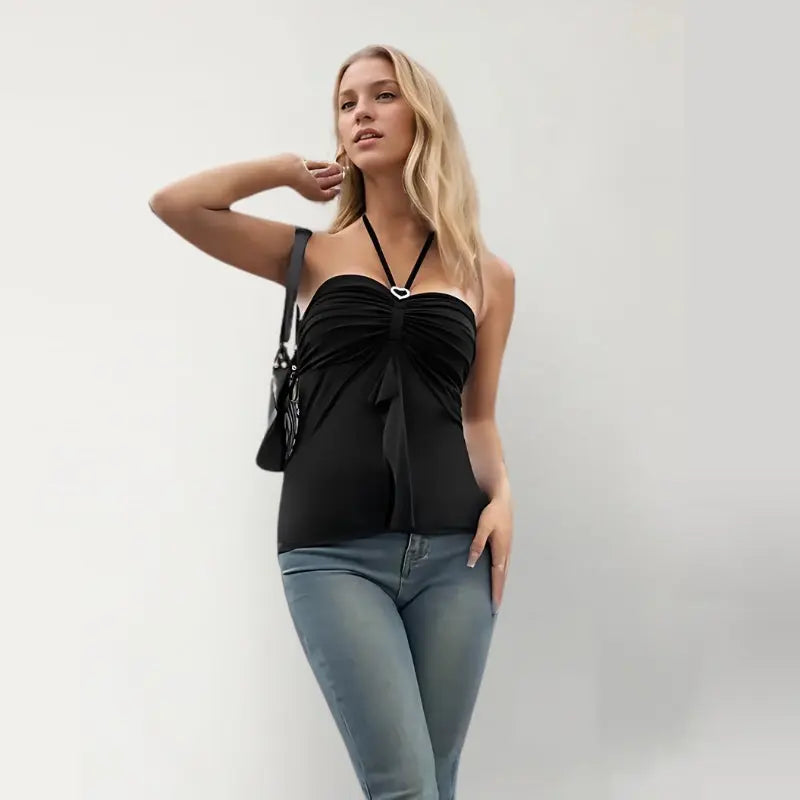 Top bustier halter pendentif cœur glamour - ComfySweet