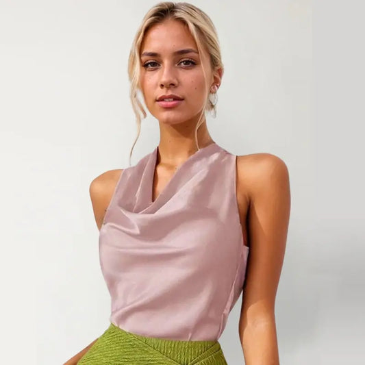 Top col bénitier au dos nœud élégant - ComfySweet