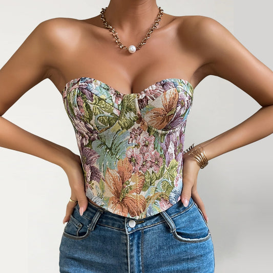 Top Corset Y2K Floral Bohème