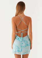 Nayla Robe mini brodée à sequins et dos nu