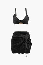 Ensemble bikini texturé avec jupe drapée