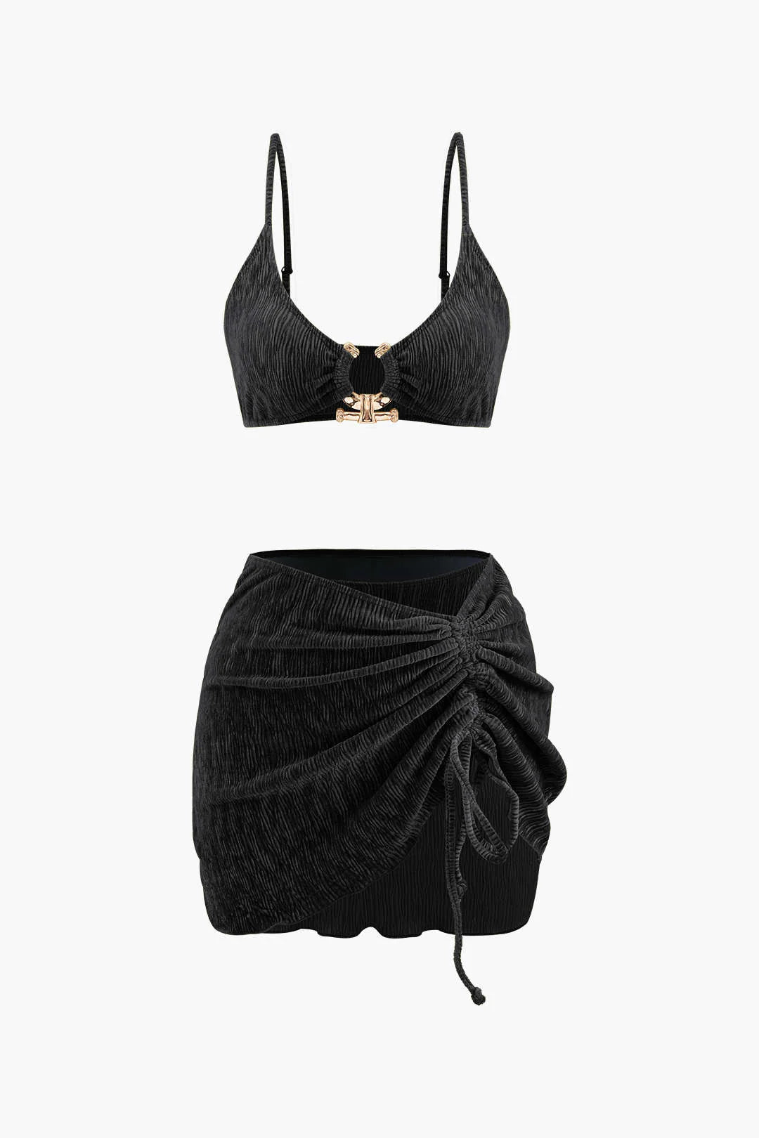 Ensemble bikini texturé avec jupe drapée