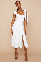 robe midi blanche à fleurs