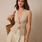 Gilet d’été élégant à boutons coquillage