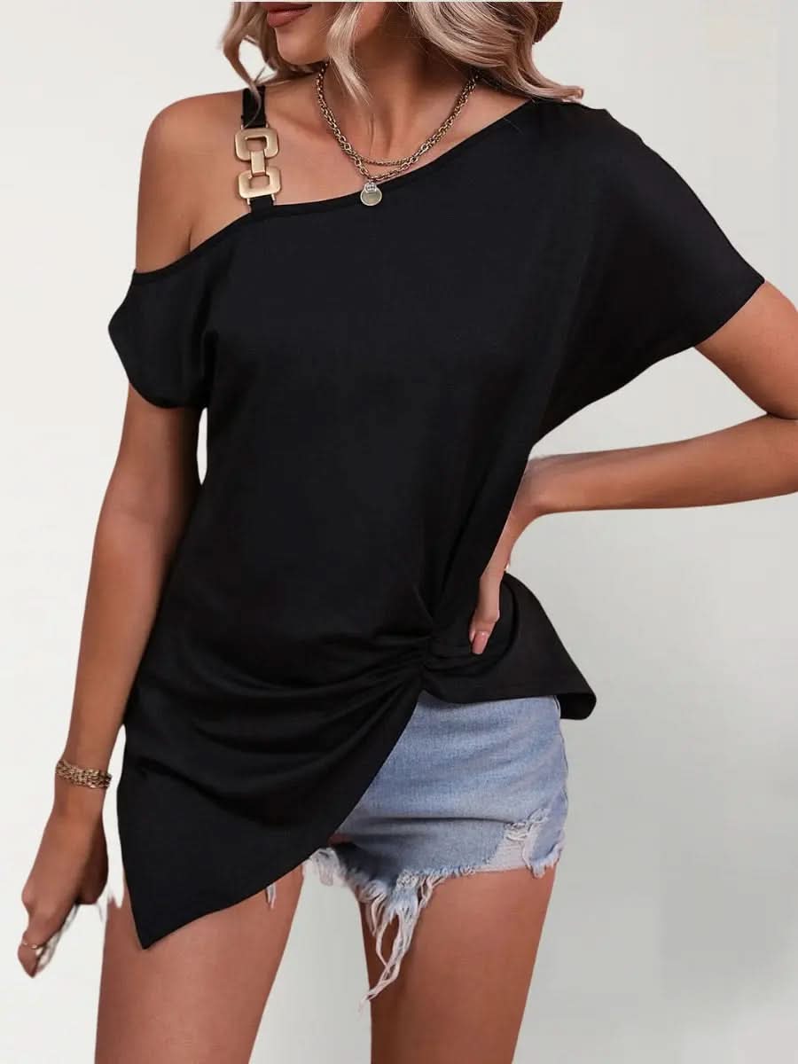 Blouse Asymétrique Épaule Dénudée - ComfySweet