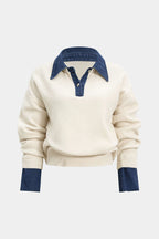 Pull patchwork à manches longues