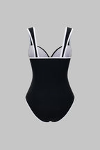 Maillot 1 pièce noir & blanc sculptant
