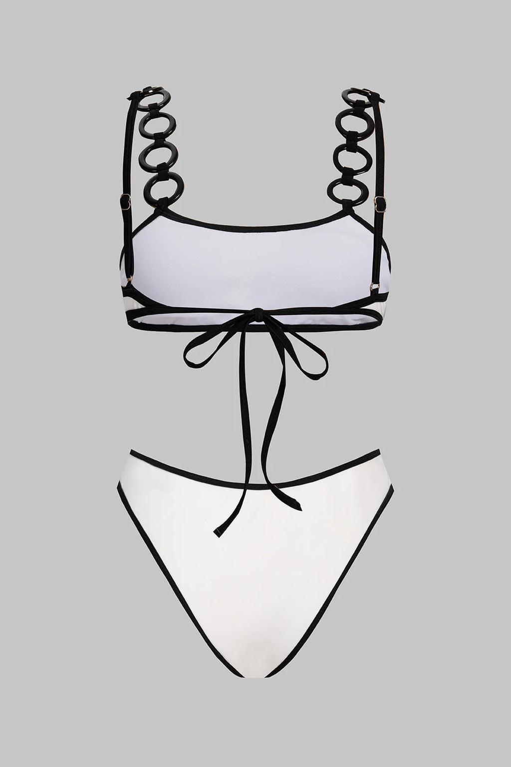 Ensemble bikini noir & blanc à anneaux