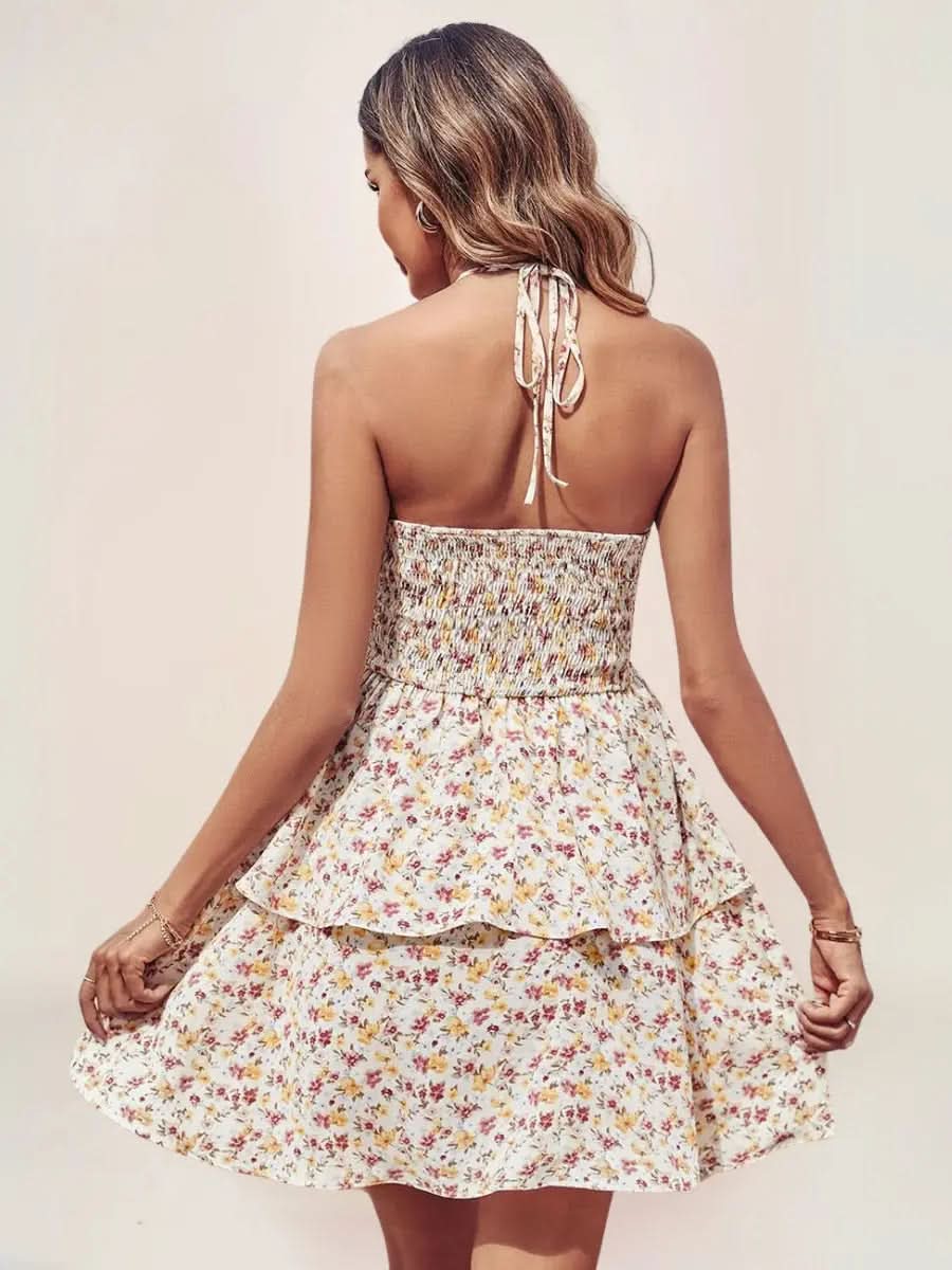 Élodie Robe Mini Halter Bohème - ComfySweet