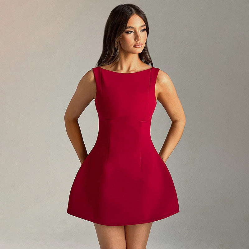 Robe patineuse style Européen dos échancré