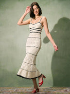 LINA Robe midi à œillets en crochet