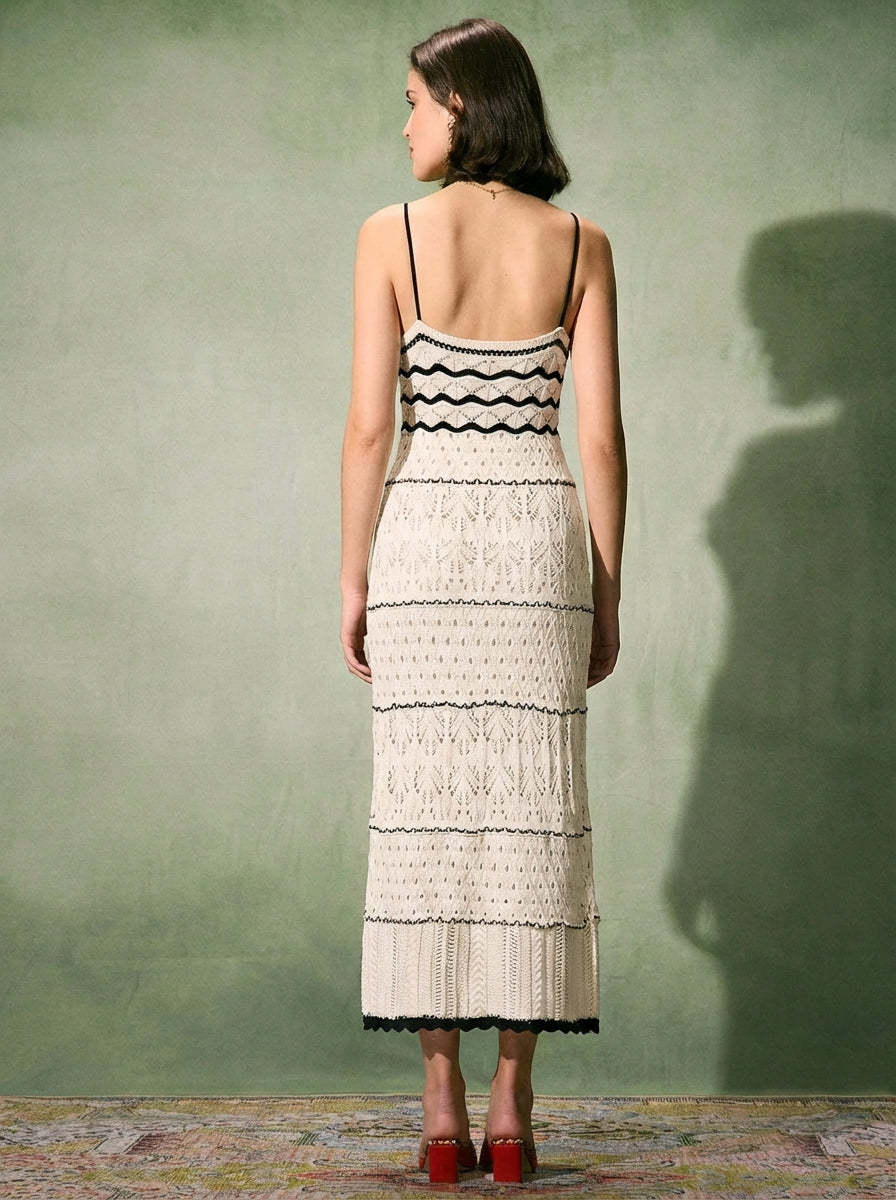 LINA Robe midi à œillets en crochet