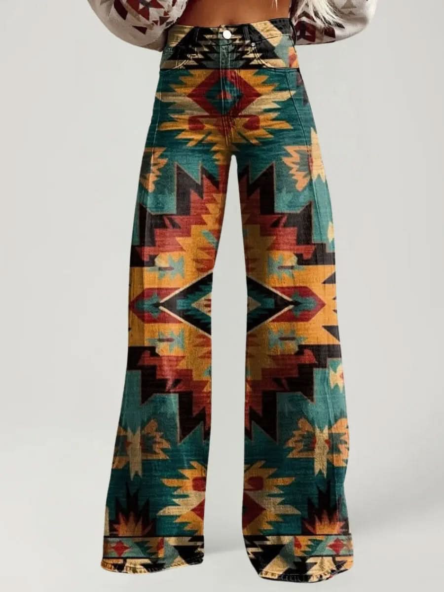Jean Large Taille Haute Motifs Aztèque - ComfySweet
