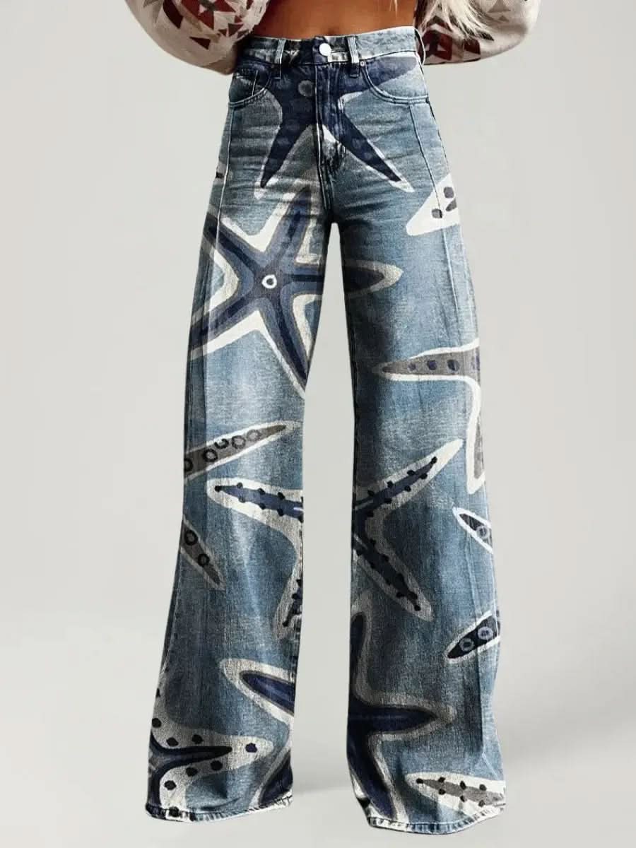 Jean Large Taille Haute Motifs Bohème - ComfySweet