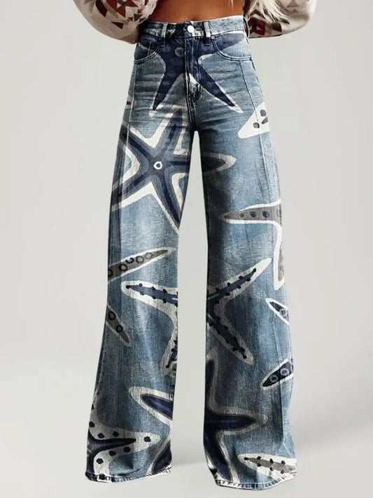 Jean Large Taille Haute Motifs Bohème - ComfySweet