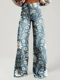 Jean Large Taille Haute Motifs Floral - ComfySweet