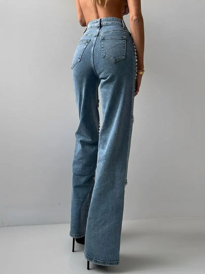 Jean Droit Taille Haute Strass ComfySweet