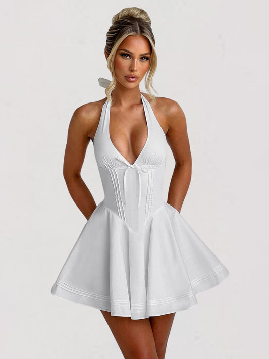 Kira Robe Courte Halter Dos Lacé