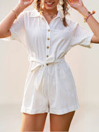 Lunaria Combishort Blanc Chemisier Coton - ComfySweet