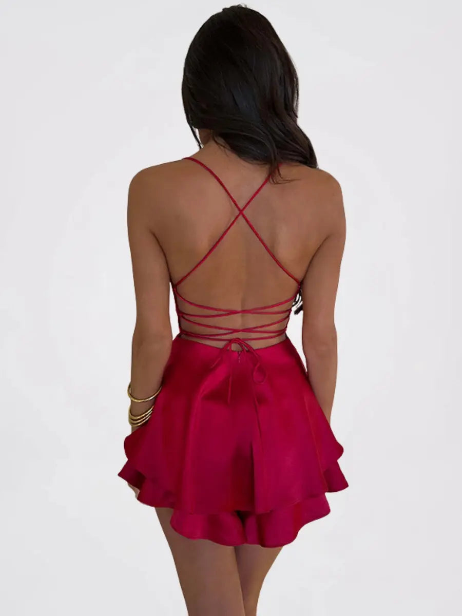 Mini robe satinée à dos nu - ComfySweet