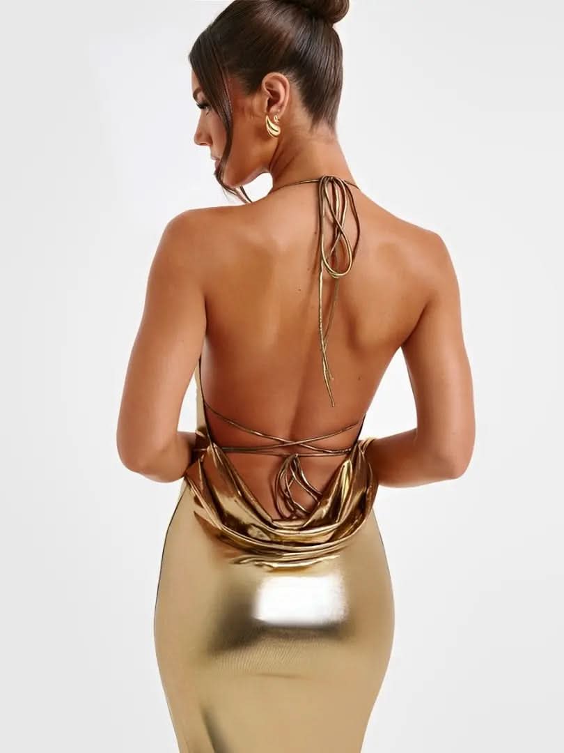 Natasha Robe Longue Métallisée - ComfySweet